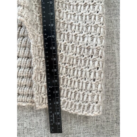 Ann Taylor Loft Cardigan M Oatmeal Front Long Wool Alpaca Chunky Knit Cottage - Picture 8 of 8